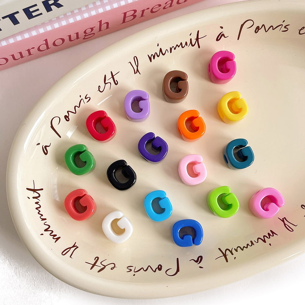Opaque Acrylic European Beads Large Hole Beads Mixed Color Letter G 20.4x17.5x13.6mm Hole: 6.3mm about 161pcs/500g