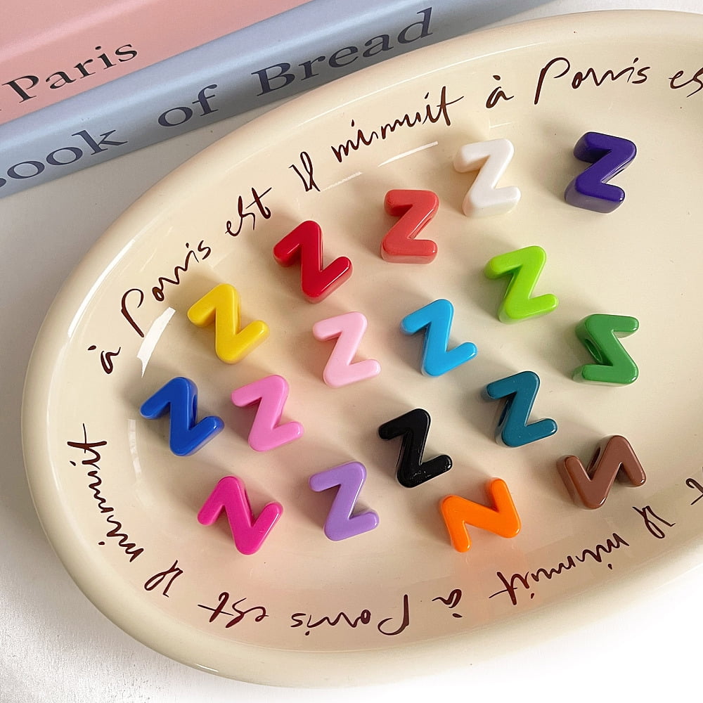 Opaque Acrylic European Beads Large Hole Beads Mixed Color Letter Z 20.6x17.2x13.6mm Hole: 6.3mm 152pcs/500g diy