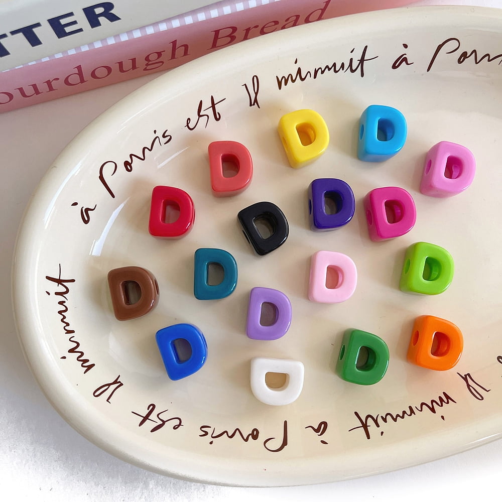 Opaque Acrylic European Beads Large Hole Beads Mixed color Letter D 20.5x17.5x13.6mm Hole: 6.3mm 138~252pcs/500g