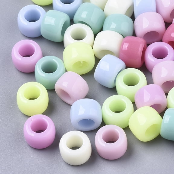 Opaque Acrylic European Beads Large Hole Beads Ring Mixed Color 8.5x6mm Hole: 4.5mm