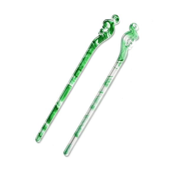 Opaque Acrylic Hair Sticks Green 178x16x4mm Acrylic