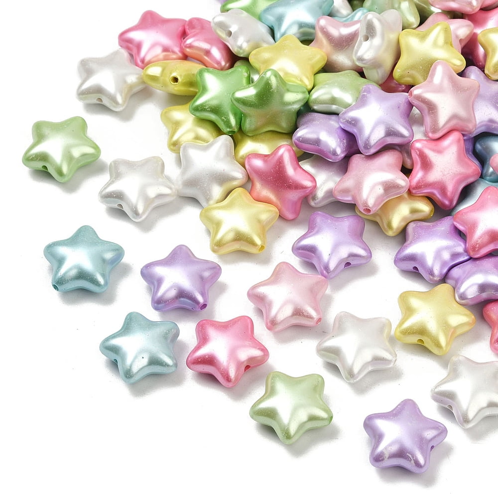Opaque Acrylic Imitation Pearl Beads Star Mixed Color 19x20x9mm Hole: 1.8mm 285pcs/500g DIY