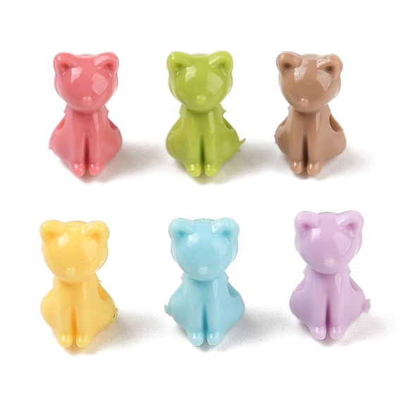 Opaque Acrylic Kitten Beads Cat/Kitten Mixed color 14.5x8.5x9.5mm Hole: 2.5mm