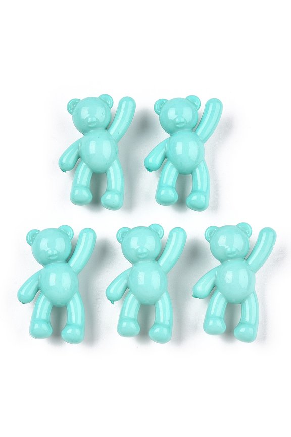 Opaque Acrylic Pendants Bear Pale Turquoise 37x28x13mm Hole: 2.5mm about 133pcs/500g