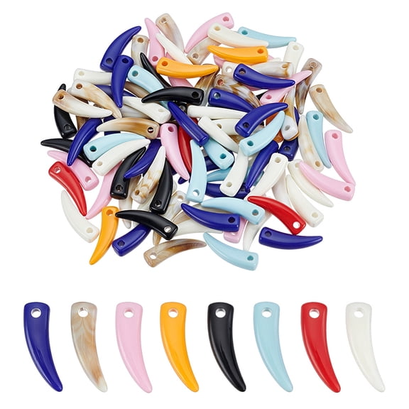 Opaque Acrylic Pendants Little Wolf Teeth Mixed Color 23x7x4.5mm Hole: 2mm 100pcs/bag DIY