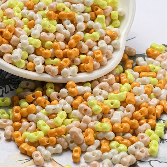 Opaque Baking Paint Glass Seed Beads Peanut golden 6x3x3mm Hole: 1.2mm 4000pcs/pound