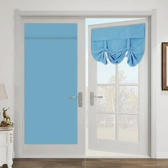 Opaque Curtains for French Door 26x68 Inches Light Blocking Thermal Insulated Soundproof Folding Window Curtain Sky Blue Living Room Bedroom