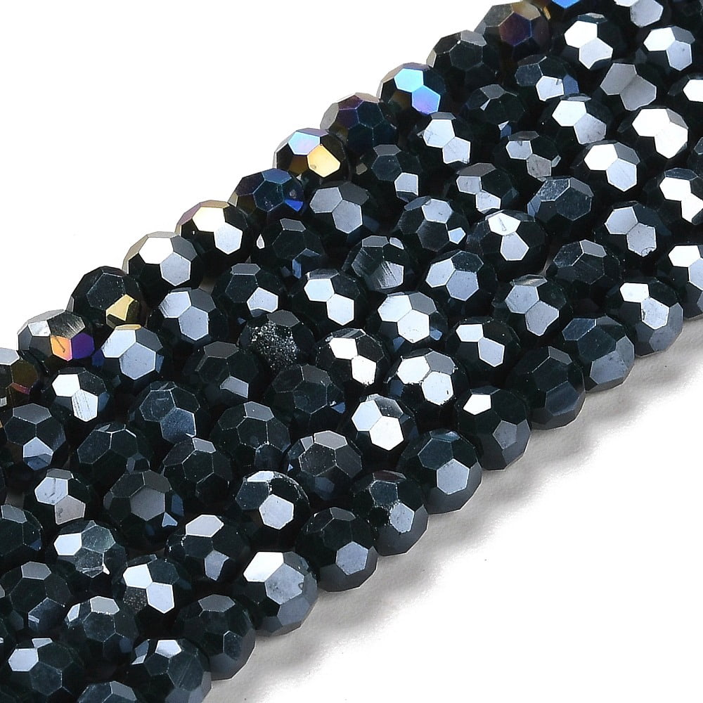 Opaque Glass Beads Stands AB Color Faceted(32 Facets) Round Dark Slate Gray 6x5.5mm Hole: 1.2mm about 91~93pcs/strand 19.49~19.92 nch(49.5~50.6cm)