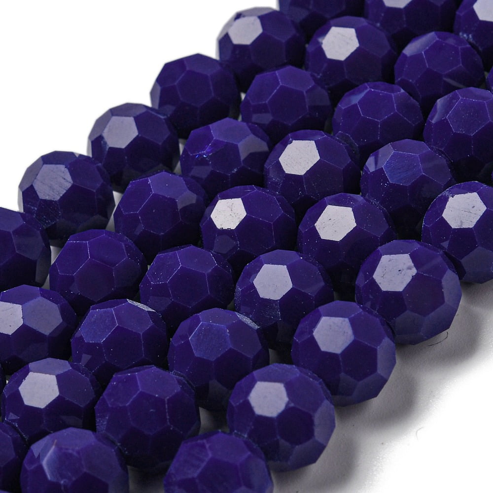 Opaque Glass Beads Stands Faceted(32 Facets) Round Marine Blue 10mm Hole: 1.8mm about 66~68pcs/strand 24.02''~24.13''(61~61.3cm)