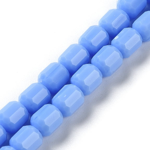 Opaque Glass Beads Strands Faceted Barrel Cornflower Blue 6.5-7x6mm Hole: 1mm 78pcs/strand 20.28-21.65 inch(51.5-55cm)
