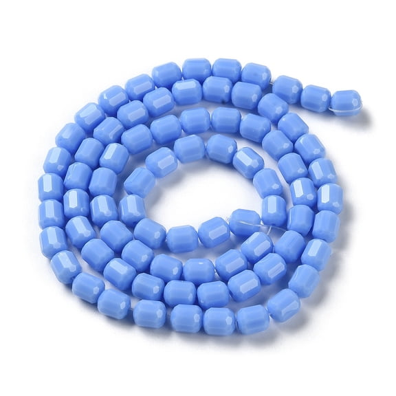 Opaque Glass Beads Strands Faceted Barrel Cornflower Blue 6.5~7x6mm Hole: 1mm about 78pcs/strand 20.28~21.65 inch(51.5~55cm)
