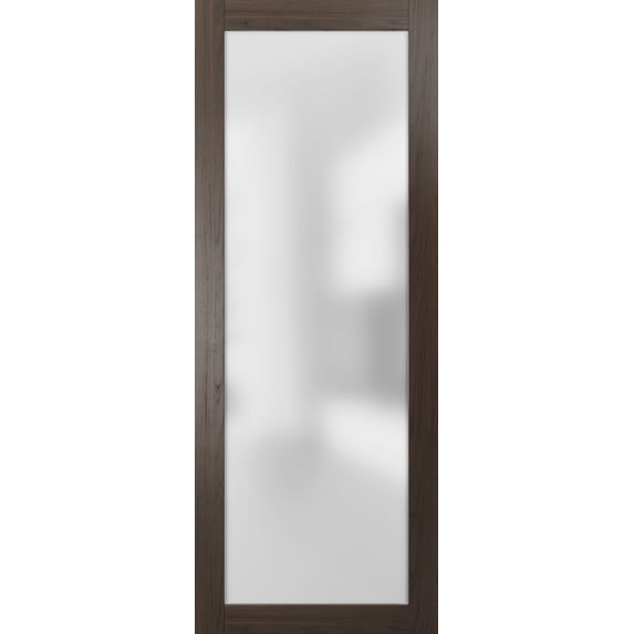 Opaque Glass Door Panel Slab 30 x 80 | Planum 2102 Chocolate Ash | Use as Barn Pocket Sliding Closet | Solid Wood Core Interior Door