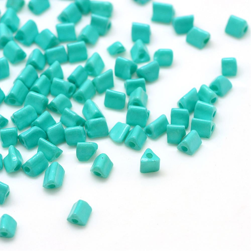 Opaque Glass Seed Beads Triangle Medium Turquoise 1~3x2.5x2mm Hole: 0.5mm about 30000pcs/bag 440~450g/bag