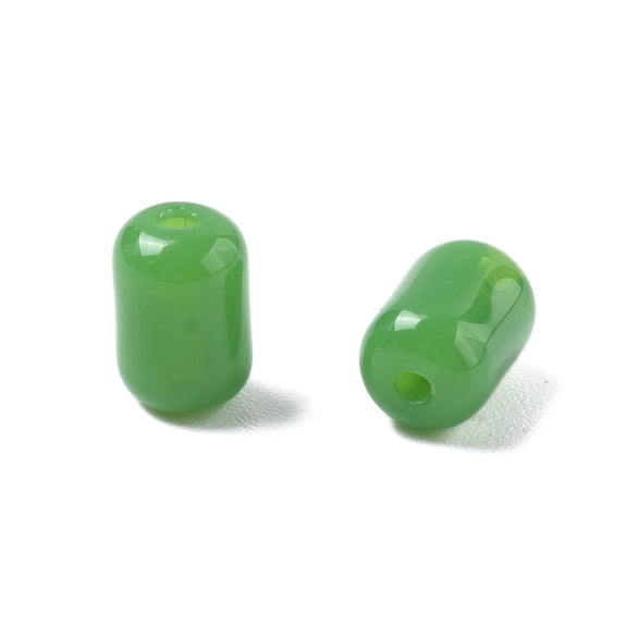 Opaque Imitation Jade Glass Beads Column Green 6x4mm Hole: 1mm 2647pcs/pound