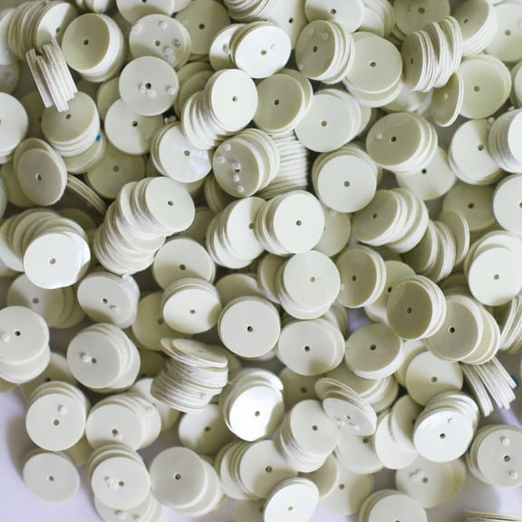 Opaque Ivory Sequins 10mm Patent Leather Go Go Made in USA