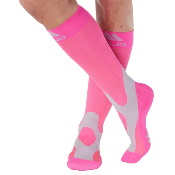 Opaque Men & Womens Compression Socks 20-30mmHg for Swelling - Hot Pink, X-Large