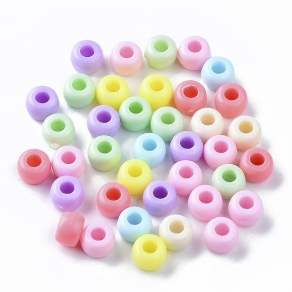 Opaque Polystyrene(PS) Plastic Beads Column Mixed Color 8.5x6mm Hole: 3.5mm 2000pcs/500g