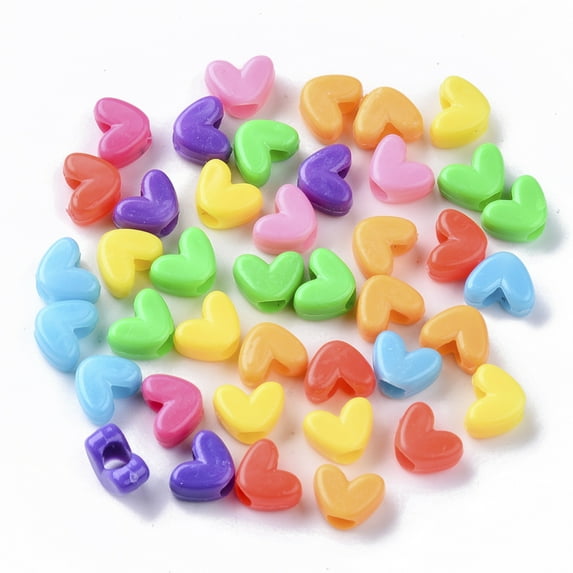 Opaque Polystyrene(PS) Plastic Beads Heart Mixed color 7x9.5x5mm Hole: 3.5mm about 3000pcs/500g