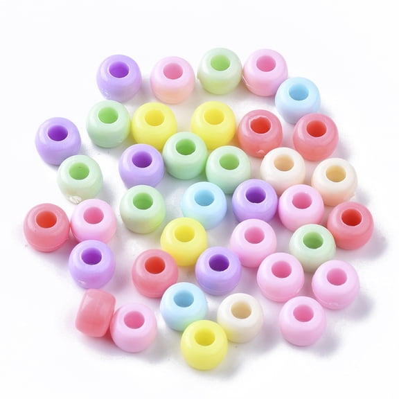 Opaque Polystyrene Plastic Beads Column Mixed Color 8.5x6mm Hole: 3.5mm about 200pcs/50g
