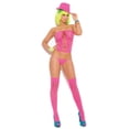thumbnail image 1 of Opaque Pothole Bandeau Top with G-String &amp; Matching Stockings  Neon Pink - One Size, 1 of 1