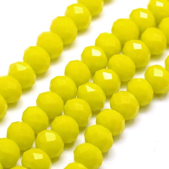 Opaque Solid Color Crystal Glass Rondelle Beads Strands Faceted Yellow 3.5~3.8x2.5~3mm Hole: 1mm about 113~115pcs/strand 32~33cm