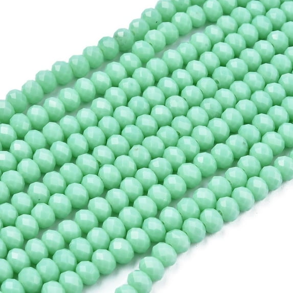 Opaque Solid Color Glass Beads Strands Faceted Rondelle Turquoise