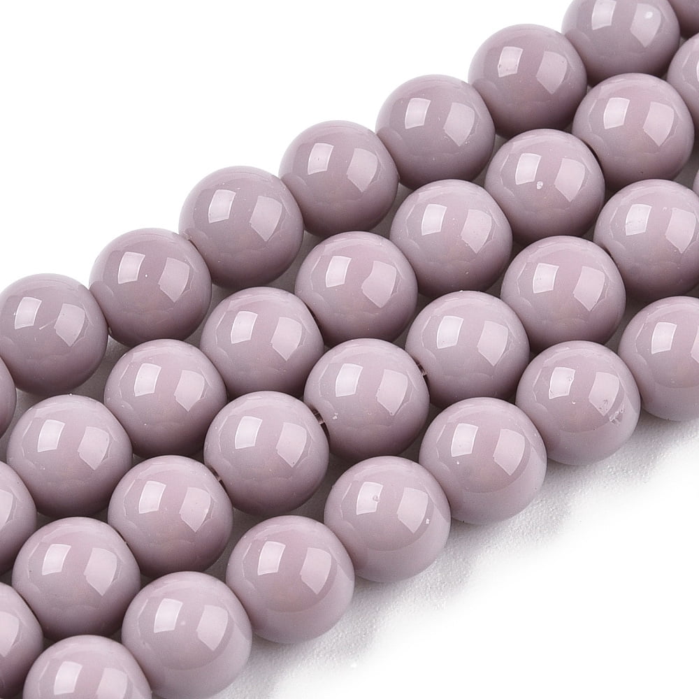 Opaque Solid Color Glass Beads Strands Round Rosy Brown 6~6.5mm Hole: 1.4mm about 67~70pcs/strand 14.76 inch~15.16 inch(37.5~38.5cm)