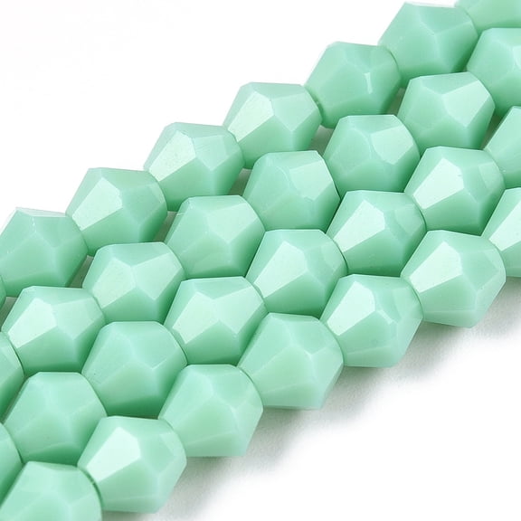 Opaque Solid Color Imitation Jade Glass Beads Strands Faceted Bicone Light Cyan 6x6mm Hole: 1mm 45~47pcs/strand 9.65~9.84 inch(24.5~25cm)