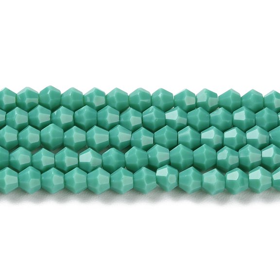 Opaque Solid Color Imitation Jade Glass Beads Strands Faceted Bicone Light Sea Green 4x4mm Hole: 0.8mm 75~78pcs/strand 28~29cm