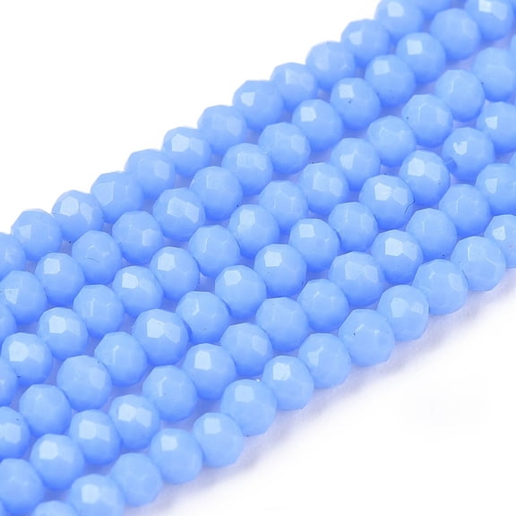Opaque Solid Color Imitation Jade Glass Beads Strands Faceted Rondelle Cornflower Blue 2.3~2.7x1.5mm Hole: 0.4mm about 150~155pcs/strand 32~33cm