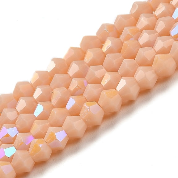 Opaque Solid color Imitation Jade Glass Beads Strands AB color Plated Faceted Bicone Bisque 4x4mm Hole: 0.8mm 75-78pcs/strand 28-29cm