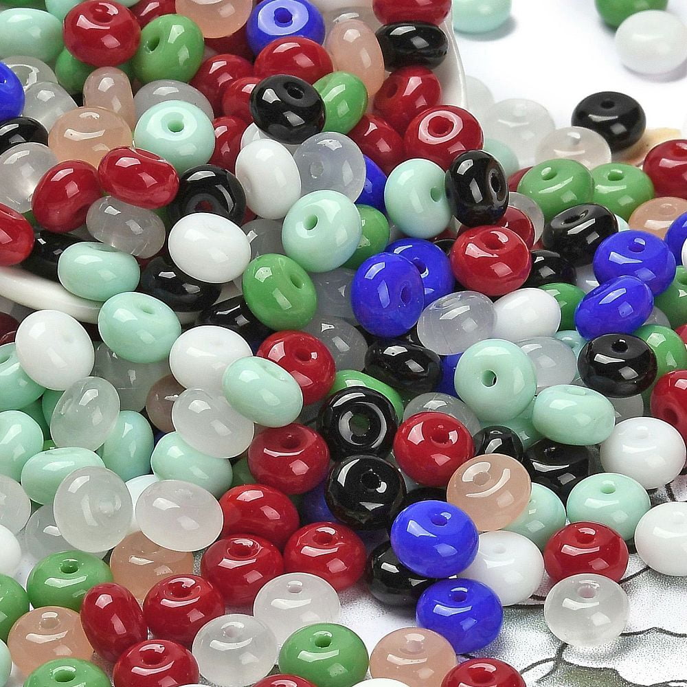 Opaque & Transparent Colours Glass Seed Beads Donut Mixed Color 8x5mm Hole: 1.6mm about 957pcs/pound