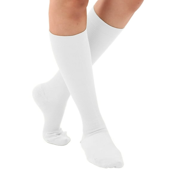 Opaque Unisex Compression Knee High by Absolute Support 20-30mmHg White, Large