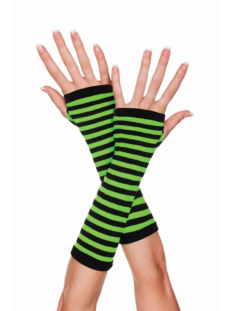 Opaque stripes arm warmer 422-BLACK-NGREEN - Walmart.com
