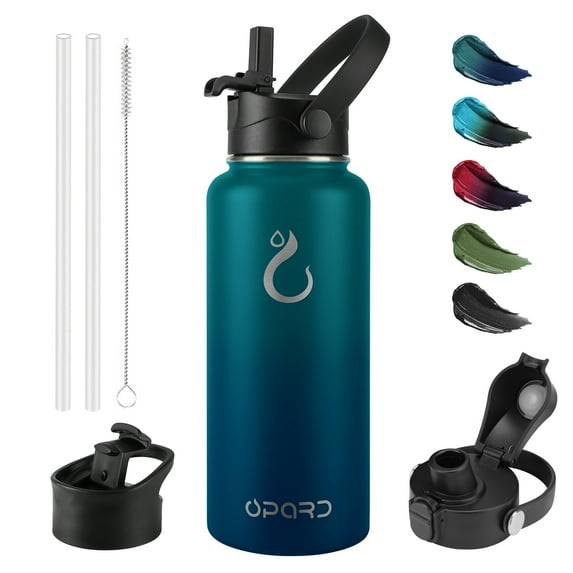 Opard 32 oz Dark Night Stainless Steel Vacuum Insulated Water Bottle with Lids and Straws