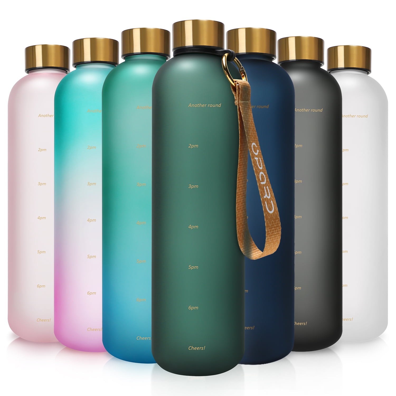 Time Marked Cute Water Bottles for Women and Men, BPA Free Frosted &  Aesthetic