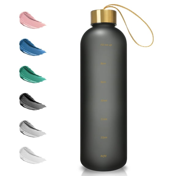 Opard 32oz / 27oz Motivational Water Bottle with Time Marker to Drink Reusable Plastic Bottle with BPA Free Tritan for Gym and Sports