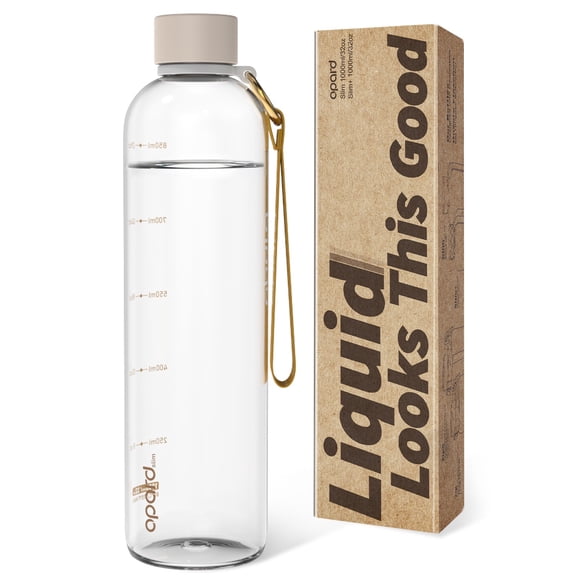 Opard Slim 32oz Clear Water Bottle Dishwasher Safe Plastic Water Bottle BPA-Free Leakproof Reusable for Travel School Sport Gym Hiking