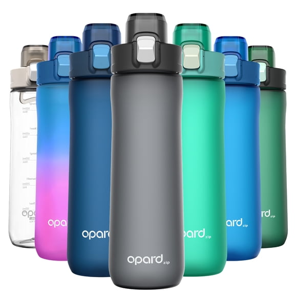 Opard Zip 20oz Plastic Water Bottle Dishwasher Safe, Leakproof Flip-Top Lid, BPA Free Tritan, Wide Mouth Reusable Kids Water Bottle for School Hiking Commuting Outdoor Travel and Gym