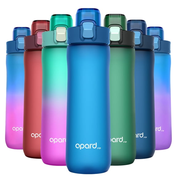 Opard Zip 20oz Plastic Water Bottle Dishwasher Safe, Leakproof Flip-Top Lid, BPA Free Tritan, Wide Mouth Reusable Kids Water Bottle for School Hiking Commuting Outdoor Travel and Gym