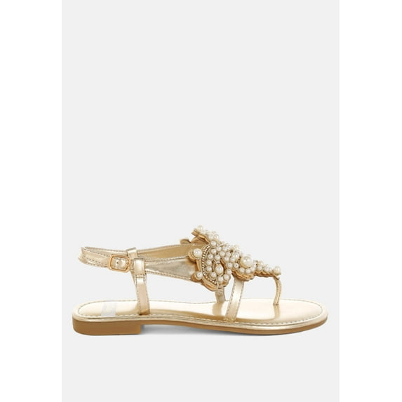 Opazie Metallic Pearl Embellished Flats