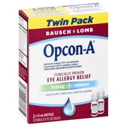 BAUSCH + LOMB Opcon-A Eye Allergy Relief Drops–Antihistamine and Redness Reliever Eye Drops, 0.5 FL OZ, Twin Pack