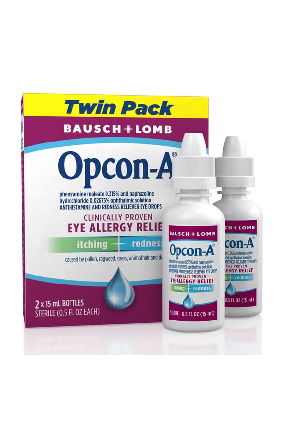 Eye Allergy Relief Drops for Itchy Red Eye Relief with Antihistamine & Redness Reliever, 0.5 fl oz, 2 Pack