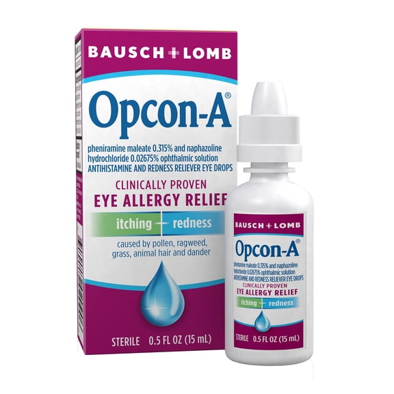 Opcon-A Eye Allergy Relief Drops for Itchy Red Eye Relief with Antihistamine, 0.5 floz