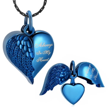 Engravable Cremation Ashes Angel Wing Urn Necklace Silver - Memorial