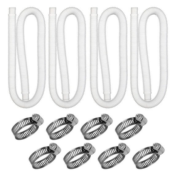Opehuo 4-Piece Set Pool Hoses for Above Ground Pools,Replacement Pool Pump Hose with 8 Metal Clamps,1.25"×39.37" Filter Pumps Hoses for Above Ground Pools Filter Pump,White