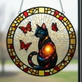 thumbnail image 1 of Opehuo Black Cat Pattern Suncatcher Stained Glass,Hanging Stained Glass for Windows for Cat Lovers,20cm/7.87inch Hand-Painted Sun Catcher Garden Hangings,Halloween Fall Christmas Decor,G, 1 of 7