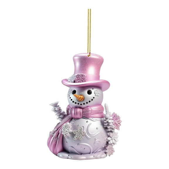 Opehuo Christmas Tree Hanging Decorations,Acrylic Ornaments,Cute Snowman X-Mas Ornaments for Christmas Tree,Cute Pink Snowman Decorations,Christmas Gifts for Friends,for Xmas New Year(C)