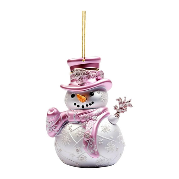 Opehuo Christmas Tree Hanging Decorations,Acrylic Ornaments,Cute Snowman X-Mas Ornaments for Christmas Tree,Cute Pink Snowman Decorations,Christmas Gifts for Friends,for Xmas New Year(B)