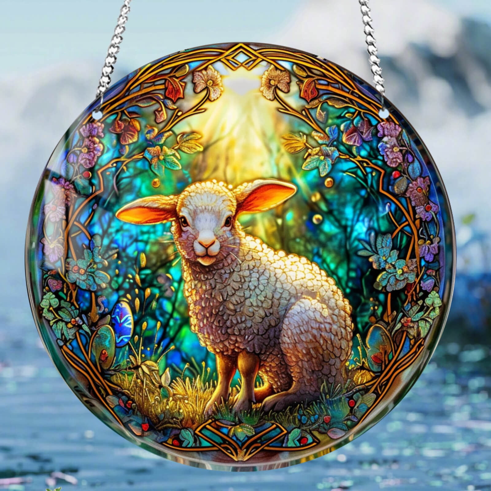 Stained Glass Spring Rabbit Opehuo Easter Rabbit Stained Acrylic Window Pendant,Rabbit Acrylic ...